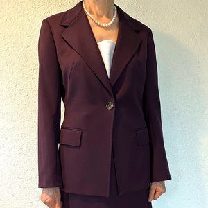 Burberry Wine Colored Burgundy Wool Suit Blazer | Size 8 Medium